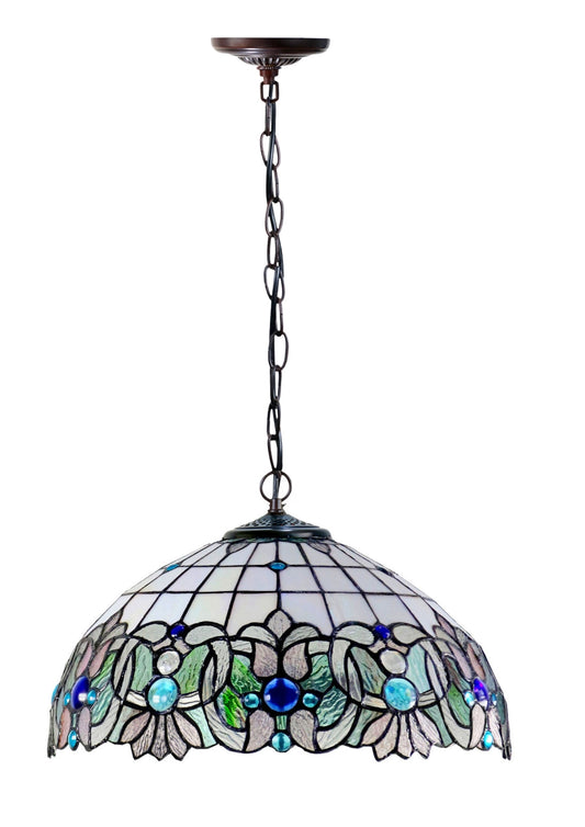 Large 16 " Ocean Blue Art Nouveau Leadlight Tiffany  Pendant Light