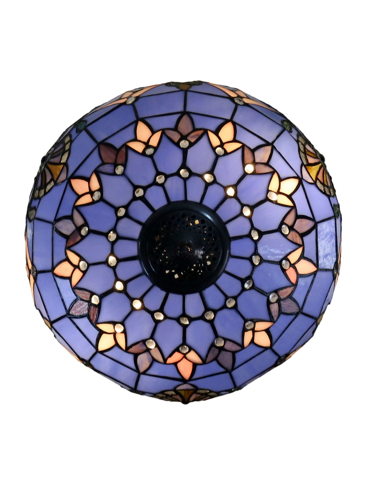 Large 16" Blue Baroque Style Leadlight Tiffany  Pendant Light