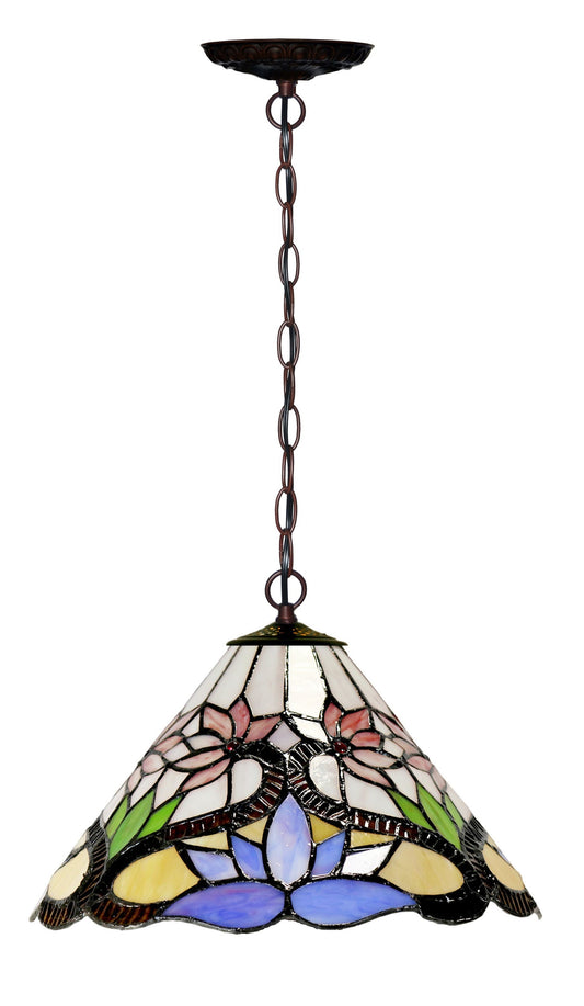 12 “ Water Lily Style Stained Glass Tiffany Pendant Light