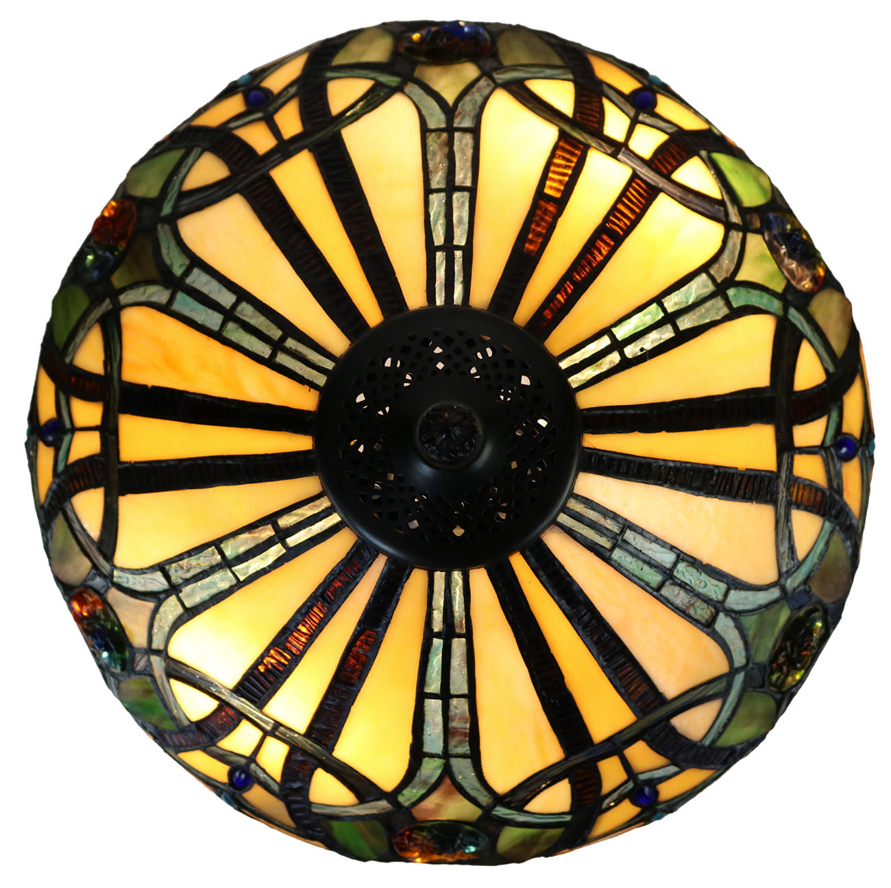 16" Victorian Style Vintage Tiffany Stained Glass Pendant Light