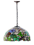 16" Butterfly Flower Stained Glass Tiffany Pendant Light