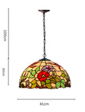 16" Butterfly Flower Stained Glass Tiffany Pendant Light