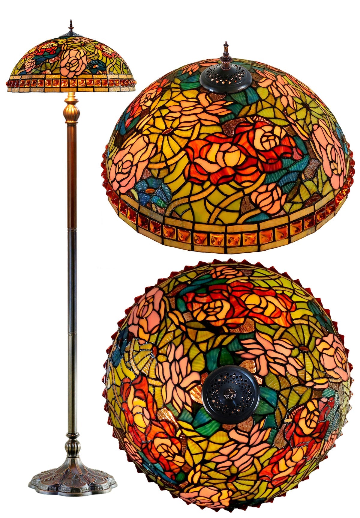 Limited Edition 20" Rose Dahlia Garden Tiffany Floor Lamp