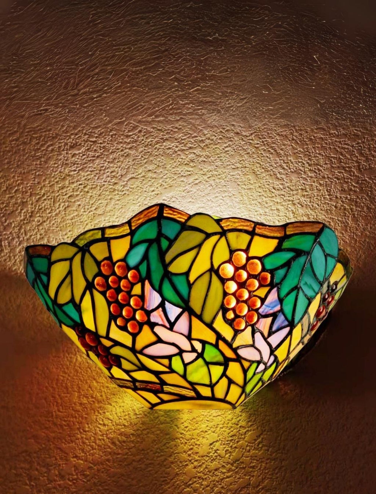 Grape Tiffany Style Stained Glass Wall Sconce