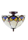 Medium Size 12" Art Nouveau Style Tiffany Semi Flush Mount Ceiling Light