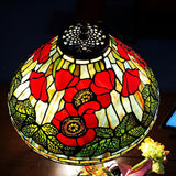 Legend Collection 16" Poppy Floral Tiffany Table Lamp with Green Uniqe Base