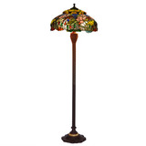 20" Dragonfly & Lotus Tiffany Style Floor Lamp – Handcrafted Stained Glass Art Lamp