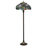 20" Dragonfly & Lotus Tiffany Style Floor Lamp – Handcrafted Stained Glass Art Lamp