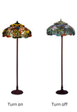 Joanne Tiffany 20" Dragonfly & Lotus Stained Glass Tiffany Floor Lamp
