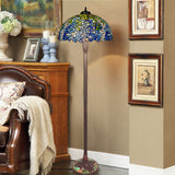 Gorgeous Huge 20" Blue Wisteria Tiffany Floor Lamp With Heavy decor Base