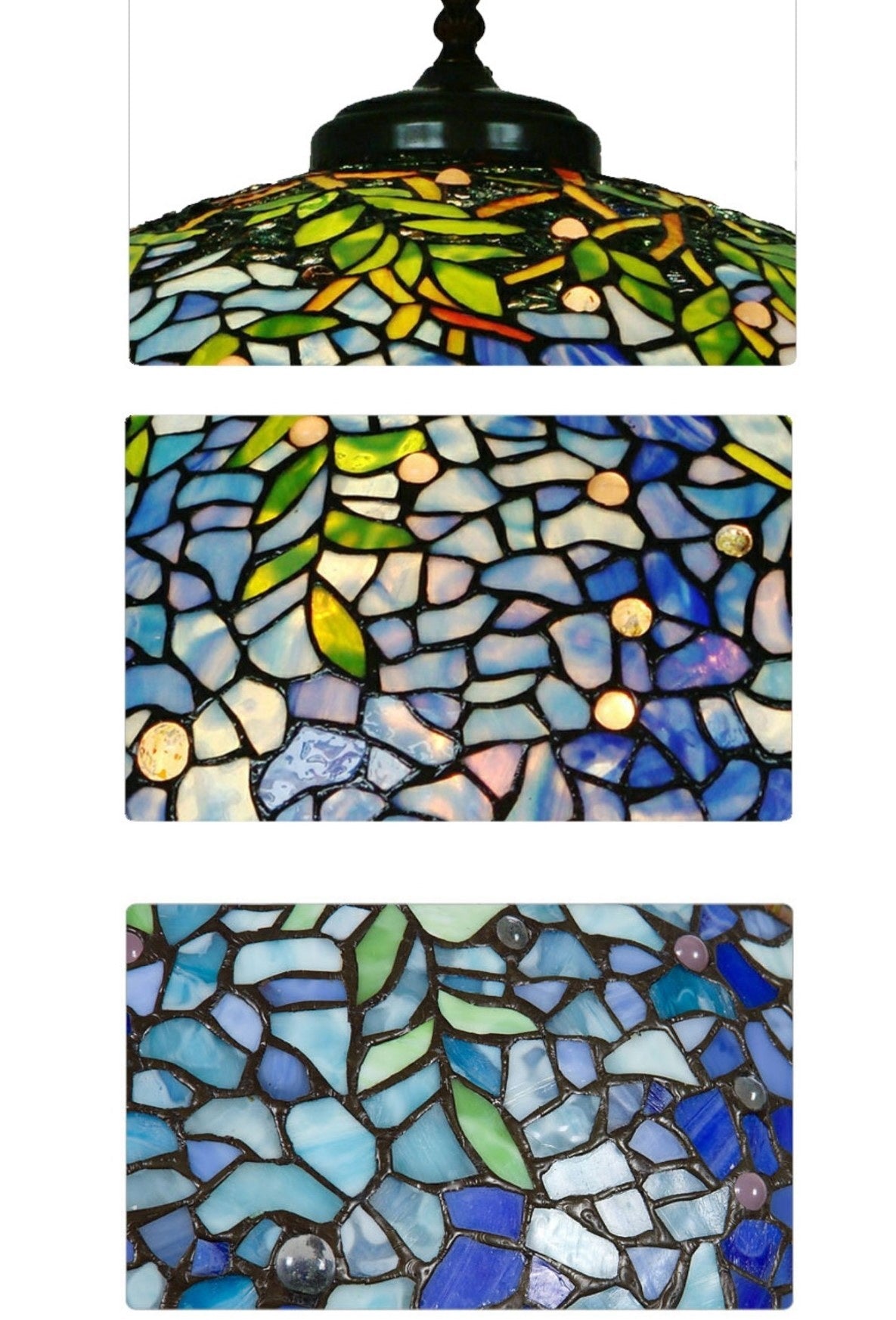 Gorgeous Huge 20" Blue Wisteria Tiffany Floor Lamp With Heavy decor Base