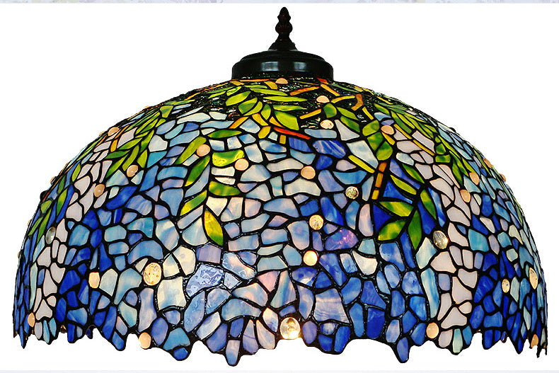 Gorgeous Huge 20" Blue Wisteria Tiffany Floor Lamp With Heavy decor Base