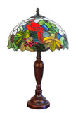 12" Red Cardinal Bird Stained Glass TiffanyBedside Lamp