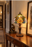 12" Amber Rose Stained Glass Tiffany Bedside Lamp