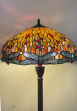 Traditional High Quality 18" Dragonfly  Stained Glass Tiffany Floor Lamp