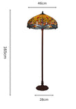 Traditional High Quality 18" Dragonfly  Stained Glass Tiffany Floor Lamp