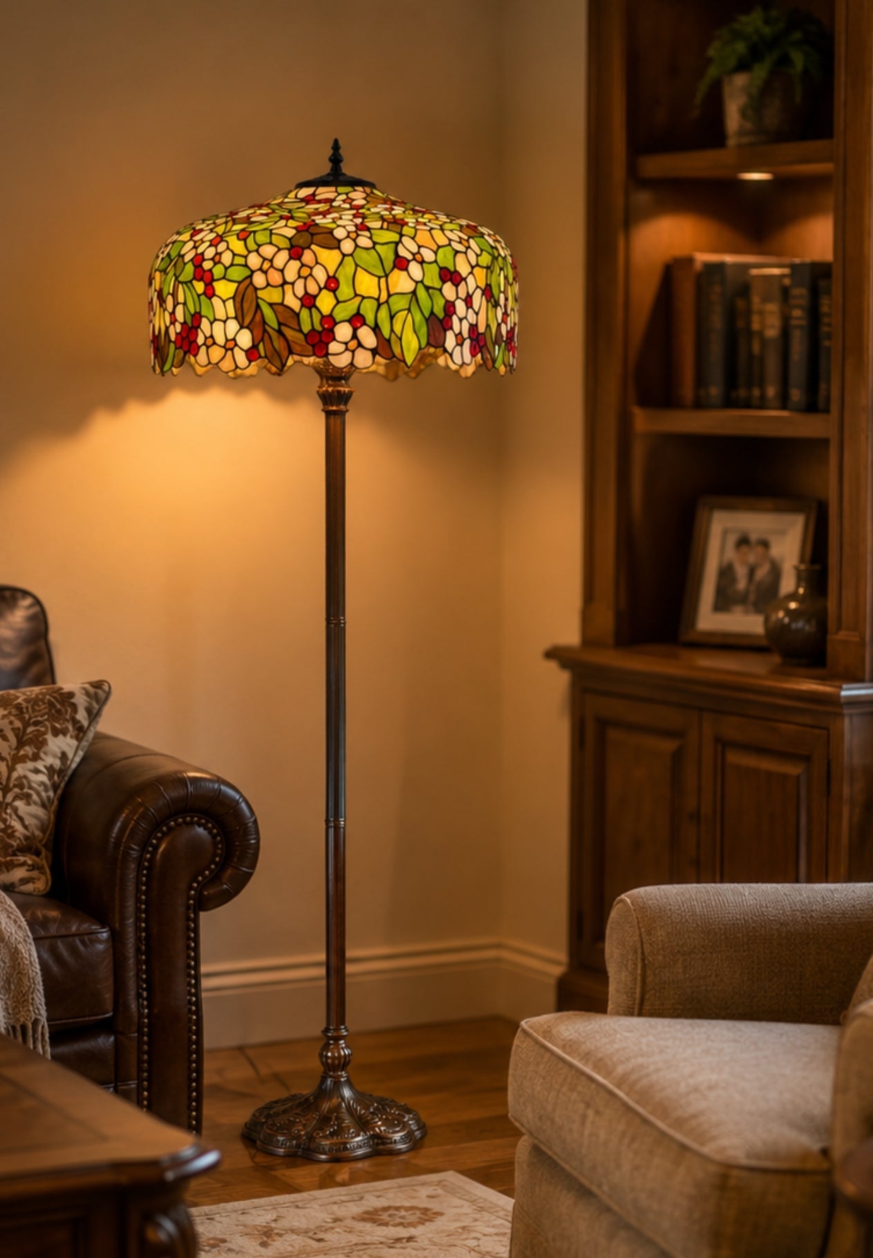 Gorgeous Huge Joanne Tiffany 20" Apple Blossom Flower Tiffany Floor Lamp