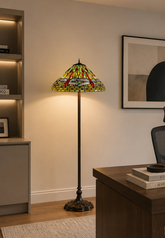 Gorgeous Huge Joanne Tiffany 20" Dragonfly Tiffany Floor Lamp