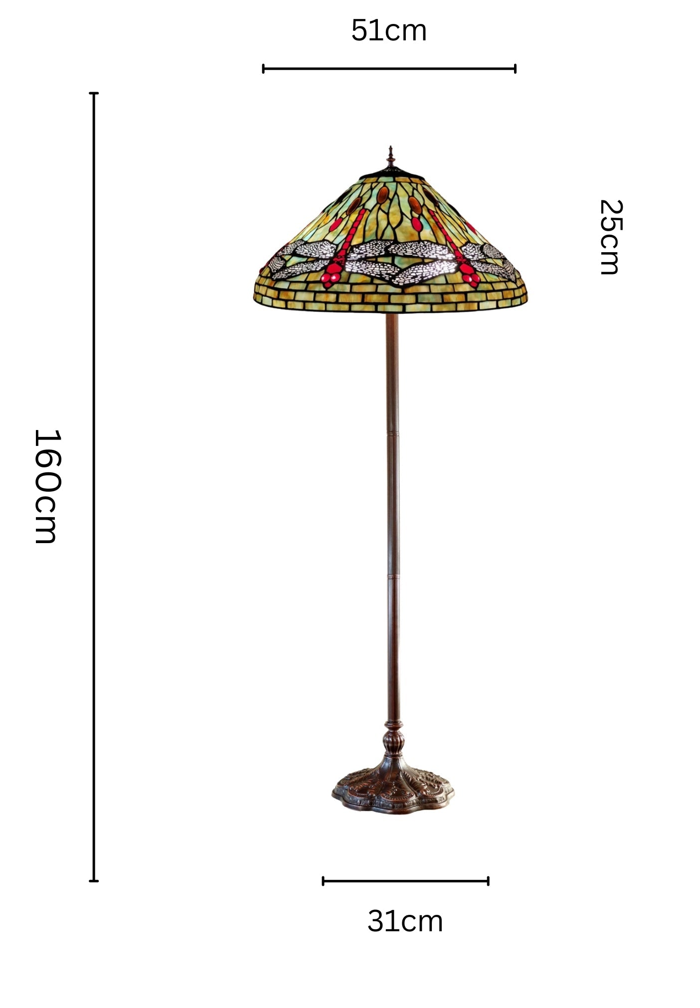 Gorgeous Huge Joanne Tiffany 20" Dragonfly Tiffany Floor Lamp