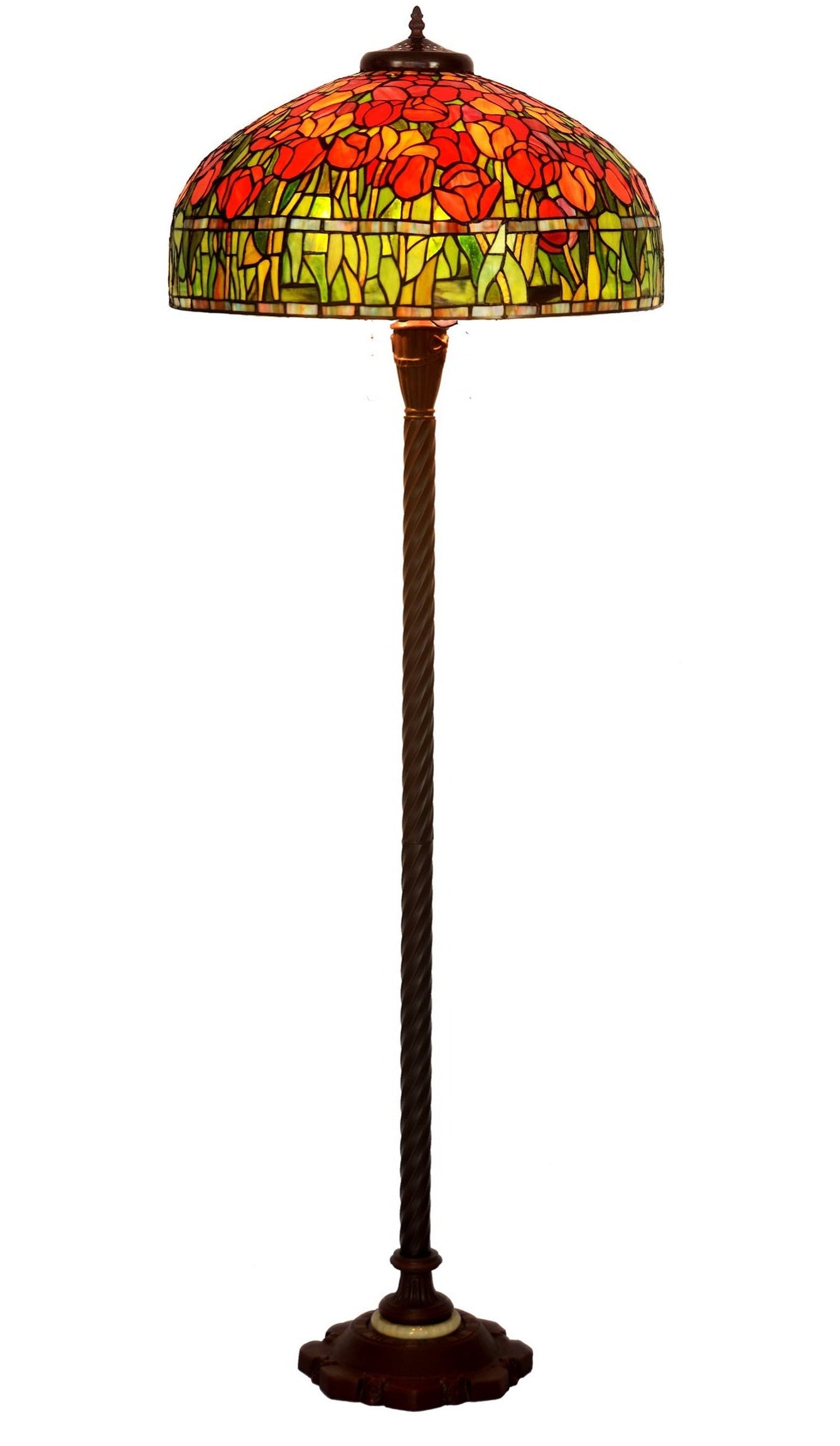 20" Dragonfly & Lotus Tiffany Style Floor Lamp – Handcrafted Stained Glass Art Lamp