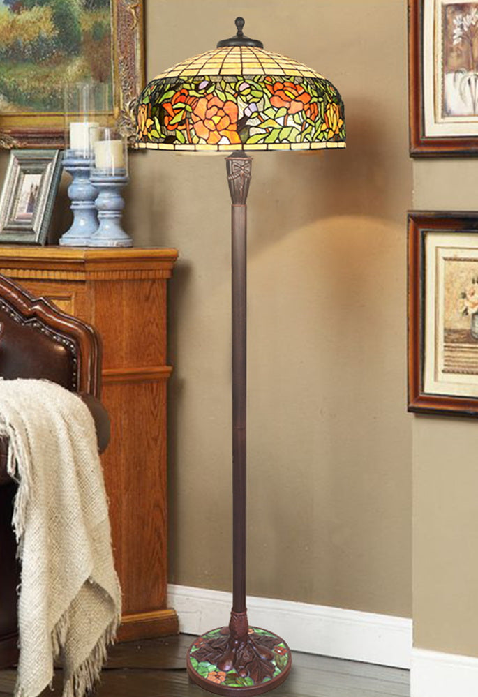 Gorgeous Huge 20" Red Rose Flower Tiffany Floor Lamp