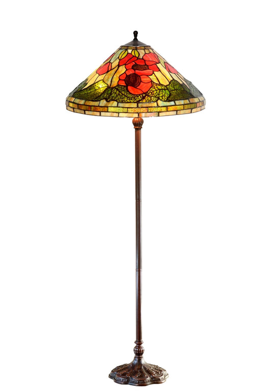 Traditional Reproduction Huge 20" Red Poppy Tiffany Floor Lamp