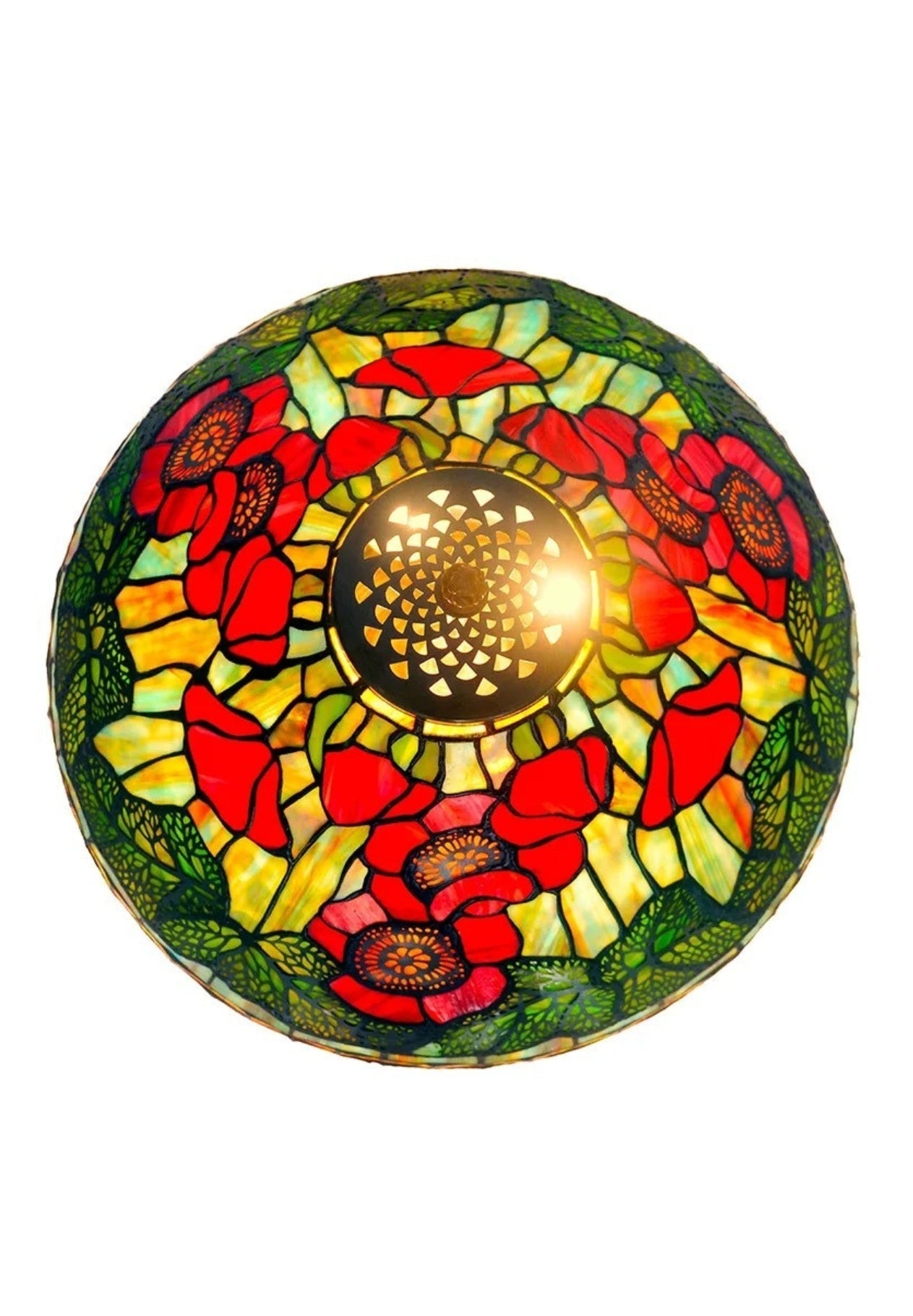 Traditional Reproduction Huge 20" Red Poppy Tiffany Floor Lamp