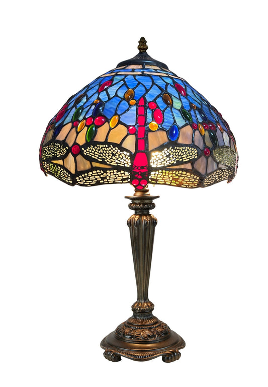 14" Traditonal Blue Dragonfly Tiffany Table Lamp