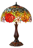 Large 16" Blooming Rose Stained Glass Tiffany Table Lamp