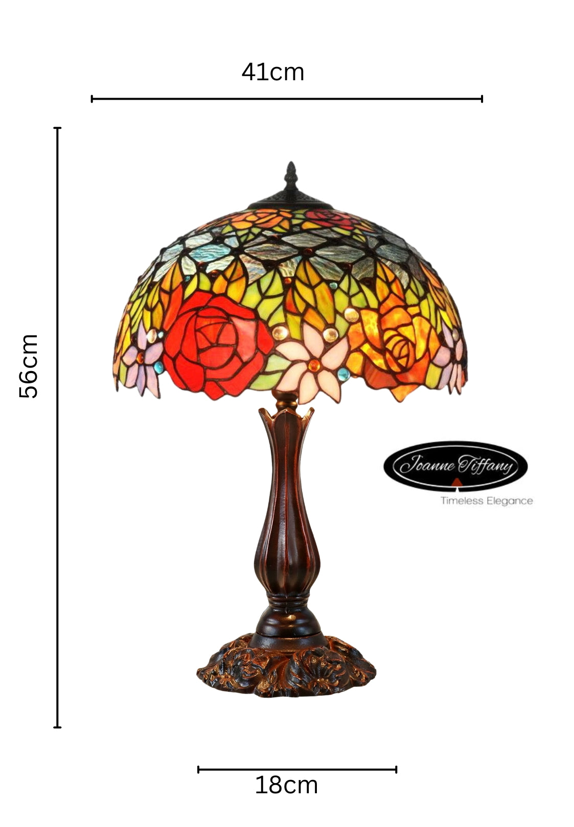 Large 16" Blooming Rose Stained Glass Tiffany Table Lamp