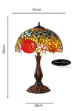 Large 16" Blooming Rose Stained Glass Tiffany Table Lamp