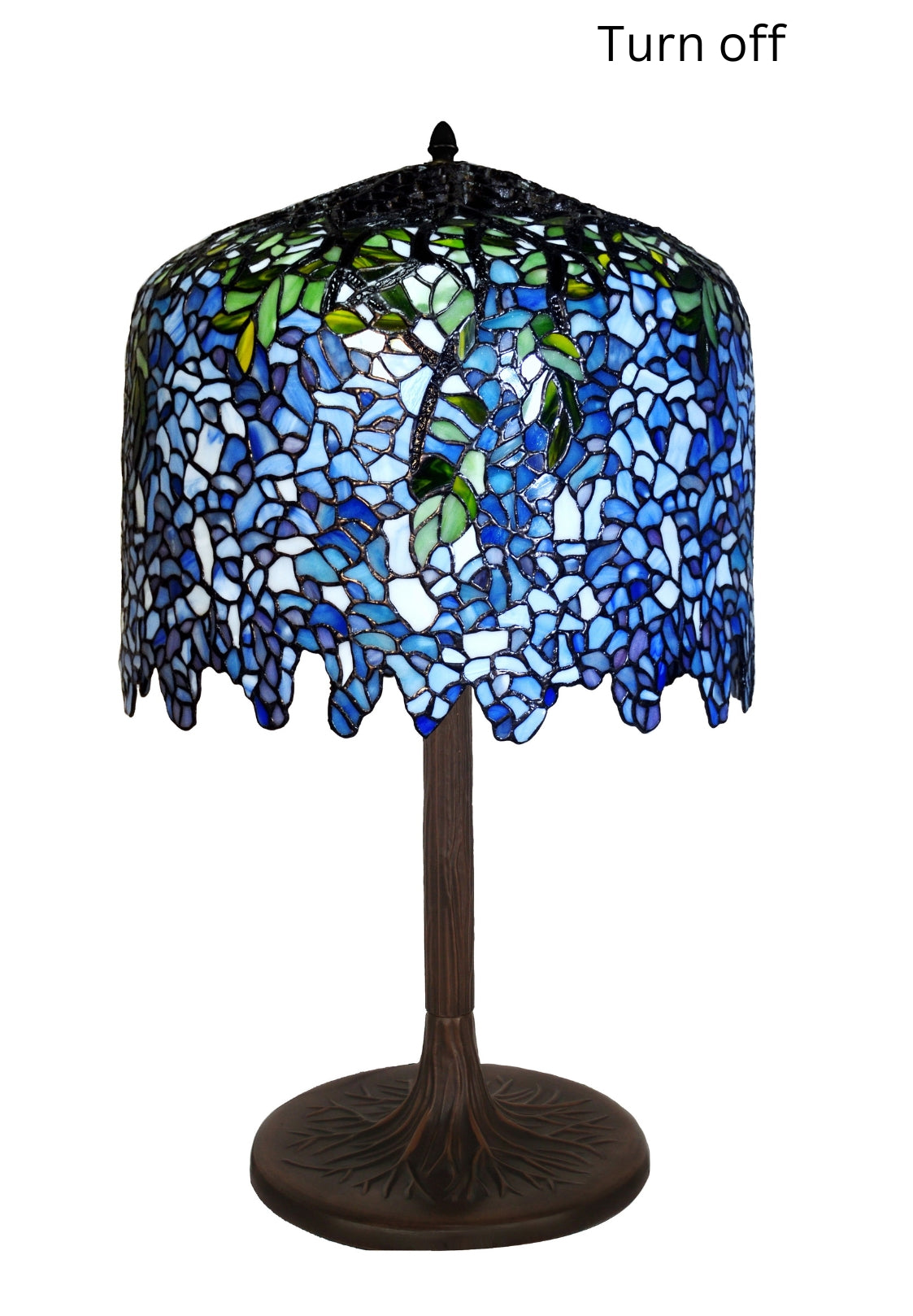 Huge 18" Blue Wisteria Tiffany Stained Glass Table Lamp with Trunk Base* only 1