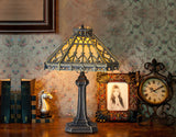 14" Retro Square Stained Glass Tiffany Style Table Lamp with Zinc Alloy Base