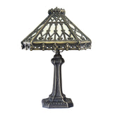 14" Retro Square Stained Glass Tiffany Style Table Lamp with Zinc Alloy Base