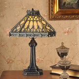 14" Retro Square Stained Glass Tiffany Style Table Lamp with Zinc Alloy Base