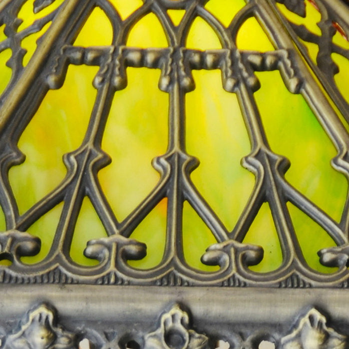 14" Retro Square Stained Glass Tiffany Style Table Lamp with Zinc Alloy Base*Green