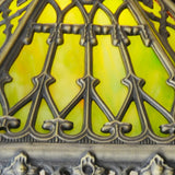 14" Retro Square Stained Glass Tiffany Style Table Lamp with Zinc Alloy Base*Green