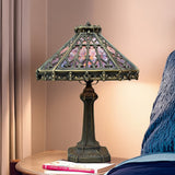 14" Retro Square Stained Glass Tiffany Style Table Lamp with Zinc Alloy Base* Velvet Purple