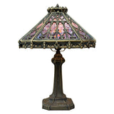 14" Retro Square Stained Glass Tiffany Style Table Lamp with Zinc Alloy Base* Velvet Purple