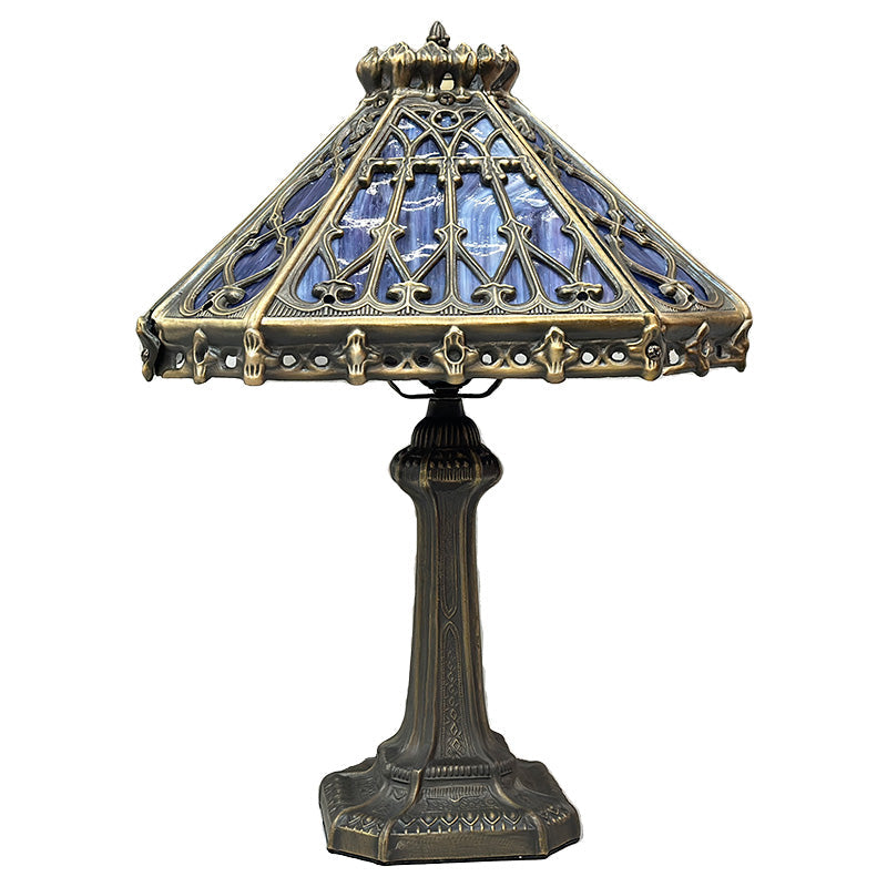 14" Retro Square Stained Glass Tiffany Style Table Lamp with Zinc Alloy Base* Velvet Purple