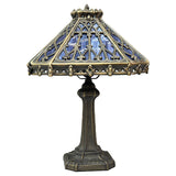 14" Retro Square Stained Glass Tiffany Style Table Lamp with Zinc Alloy Base* Velvet Purple
