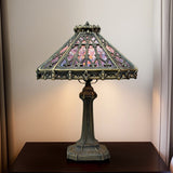 14" Retro Square Stained Glass Tiffany Style Table Lamp with Zinc Alloy Base* Velvet Purple