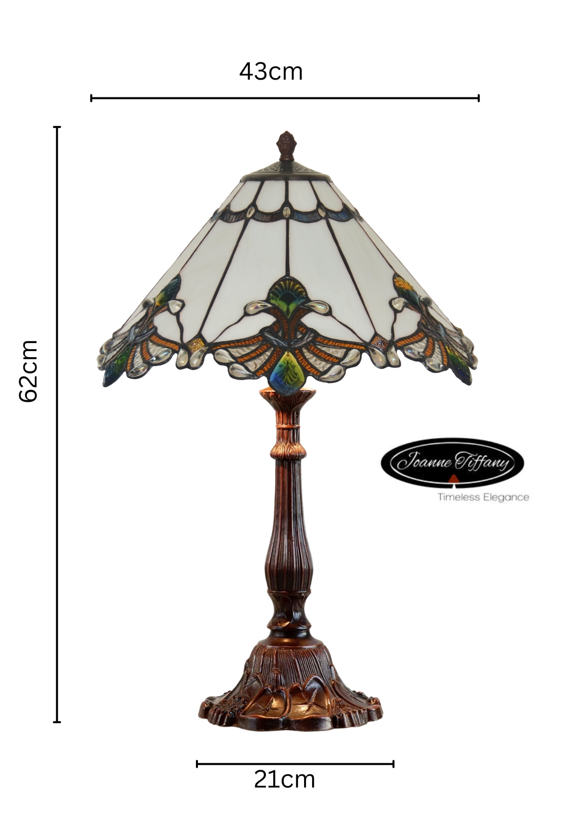 Limited Edition Large 17" White Jewel Carousel Style Tiffany Table Lamp