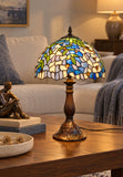 12" Blue Wisteria Tiffany Style Bedside Lamp
