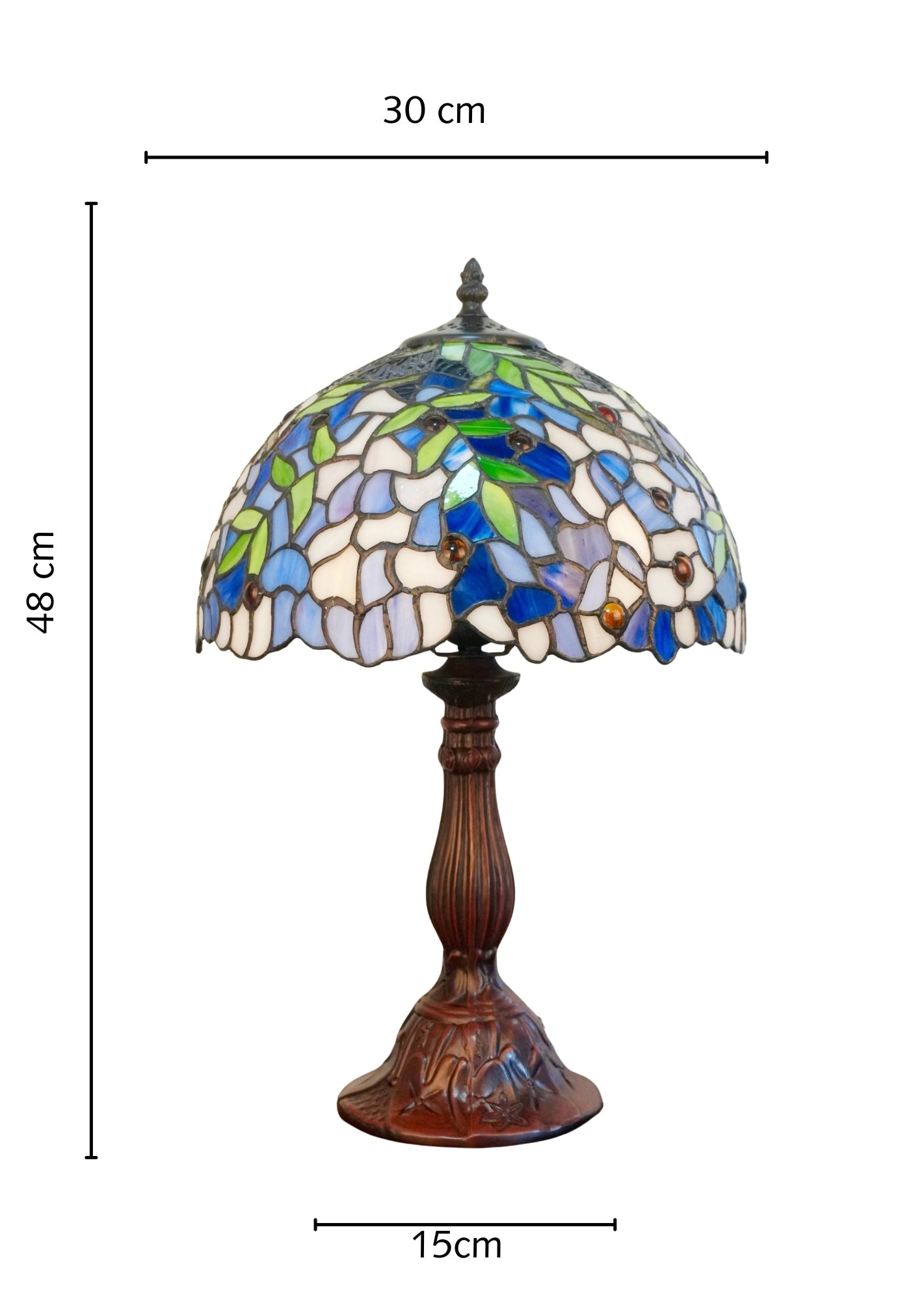 12" Blue Wisteria Tiffany Style Bedside Lamp