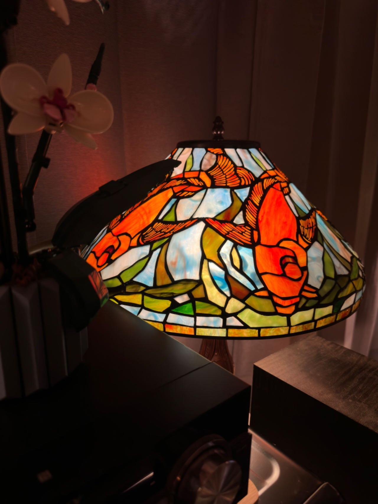 Rare 18" inch Tiffany reproduction  Koi Table Lamp@ONLY 1