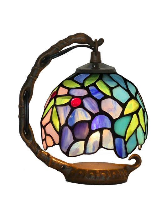 Blue Wisteria  Mini Tiffany Stained Glass Night Lamp