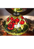 Legend Collection 16" Poppy Floral Tiffany Table Lamp with Green Uniqe Base