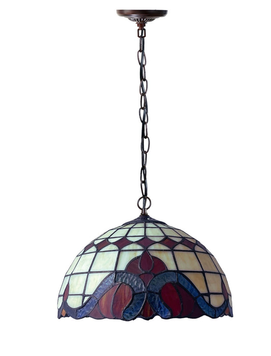 12" Red Art Nouveau Stained Glass Tiffany Pendant Light