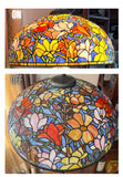 Huge 22" Magnolia Flower Stained Glass Tiffany Hanging Light